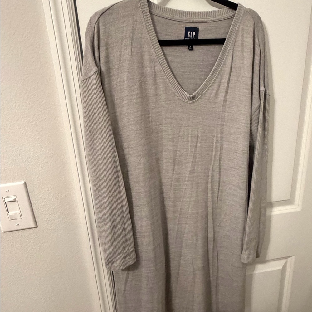GAP Light Gray Maternity Midi Cotton Sweater Dress